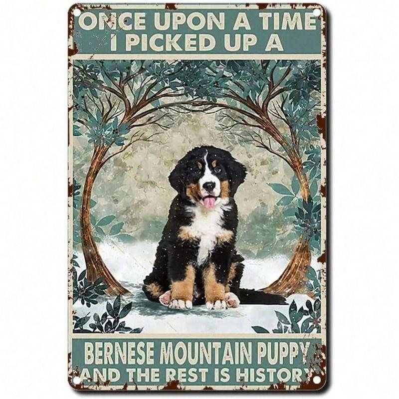 Metal Poster Bernese Mountain Dog Vintage Tin Sign Wall Decor 8x12 Inch