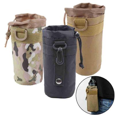 Water Bottle Bag Military Outdoor Camping Hiking Drawstring Water Bottle Holder Multifunction Bottle Pouch Hydration Backpack