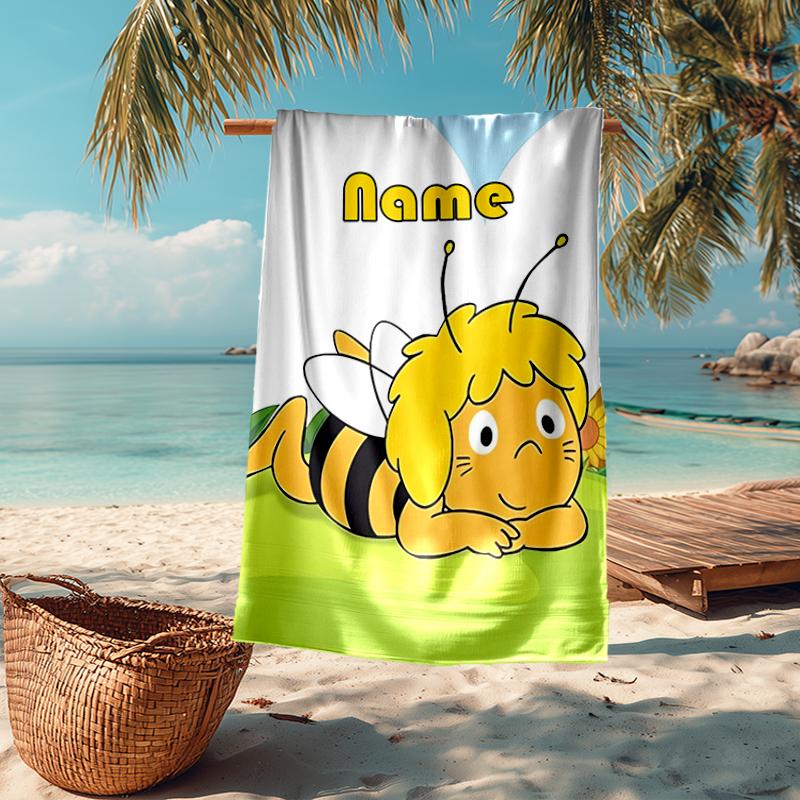 Personlig Strandhandduk i Ultramjukt Material med Tema Maya Hia, Perfekt för Poolen - Camping, Dykning - Perfekt Reseessentiel, Färgstark Strandhandduk.