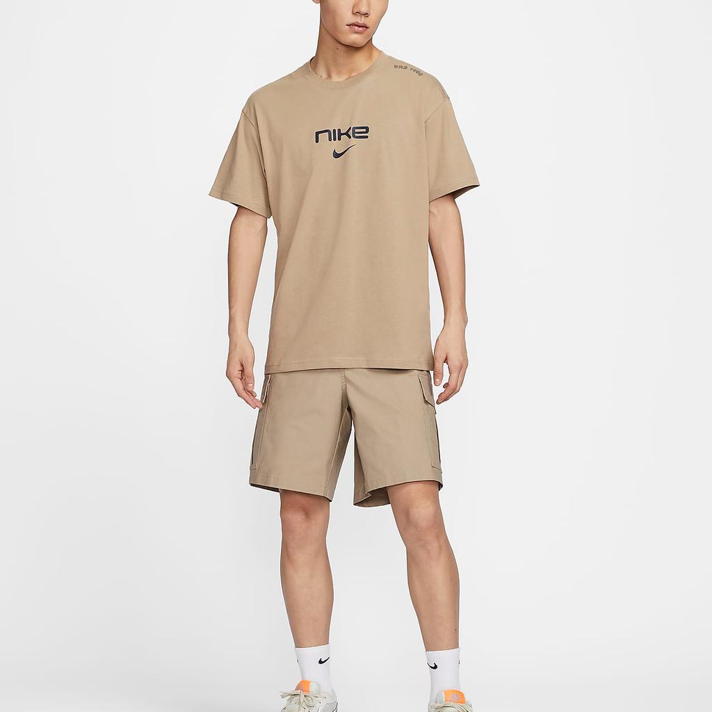 Nike T Shirts Men's Khaki Crew Neck Moderate Straight Fit FZ5416-247