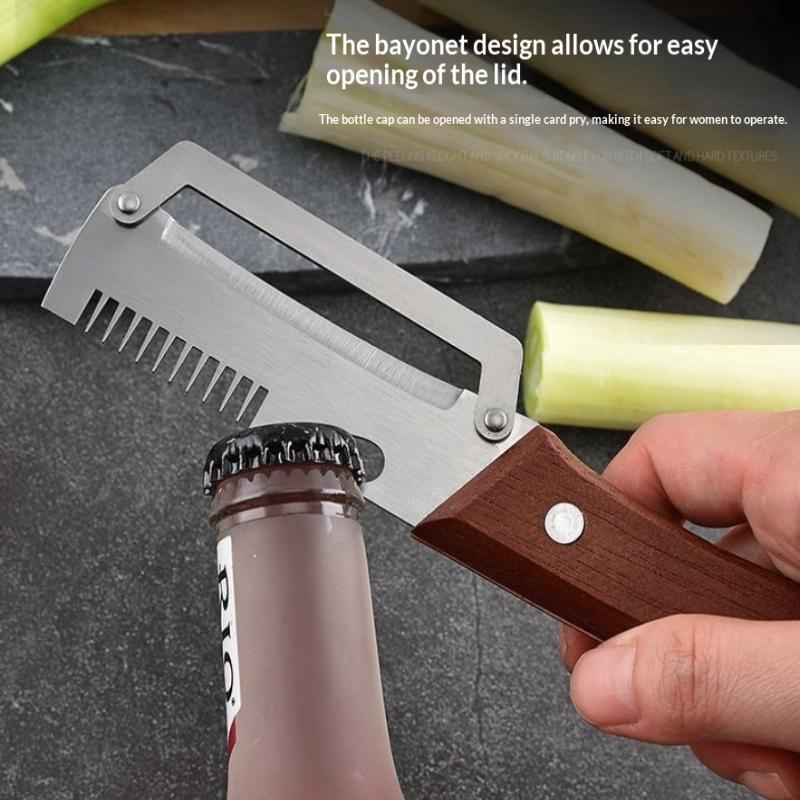 2-In-1 Stainless Steel Serrated Peeling Knife Premium Vegetable Peeler With Plastic Handle And Bottle Opener Kitchen Tool