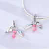 Pink Series Beads Copper Bear Love Bike Dance Shoe Charms Fit Original Bangle Bracelet Pendants Diy Jewelry Gift For Women