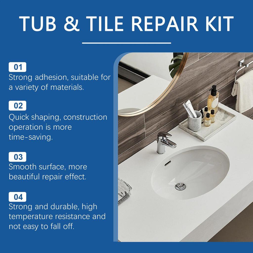 Waterproof Tile & Grout Repair Kit, Bathroom Kitchen Floor Toilet Shower Marble Caulk, Cracked Ceramic Tile Filler