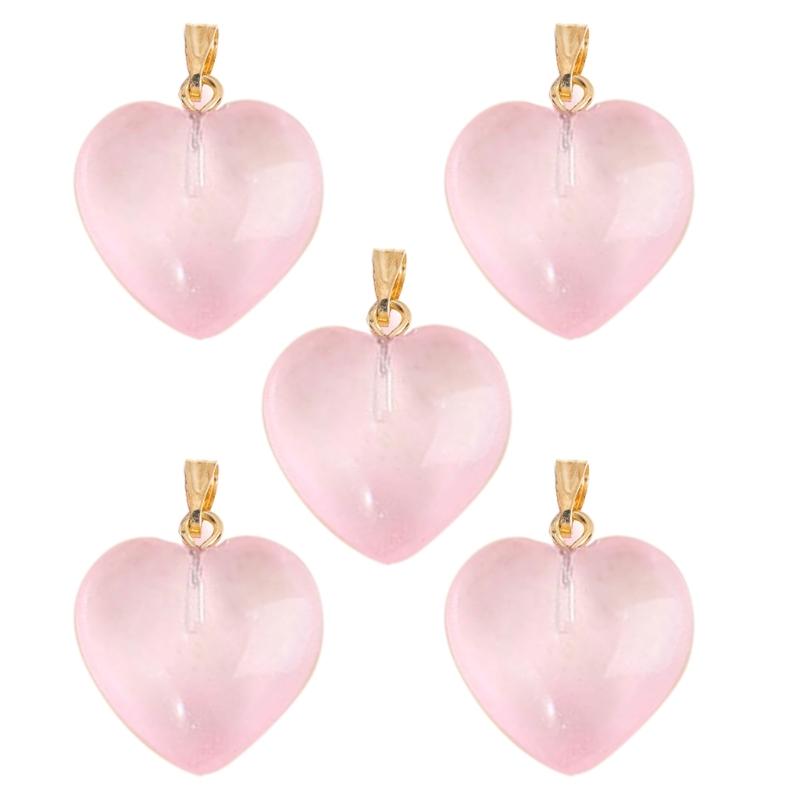5 Piezas Colgantes Encanto Corazón de Vidrio para Hacer Joyería Elegante Colgante Corazón Esmaltado DIY Cadena de Clavícula Joyería Colgantes para Mujeres