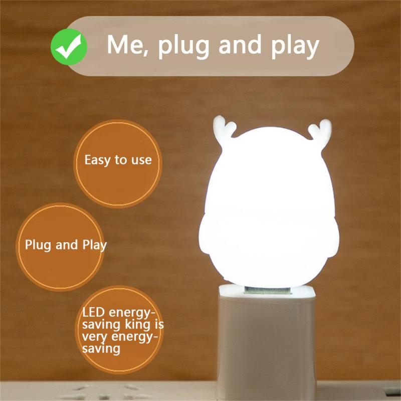 Mini USB LED Night Light Wireless Night Light Recharge Bedroom Bedside Kitchen Lamp Cartoon Decoration Table Lamp For Kids Gift