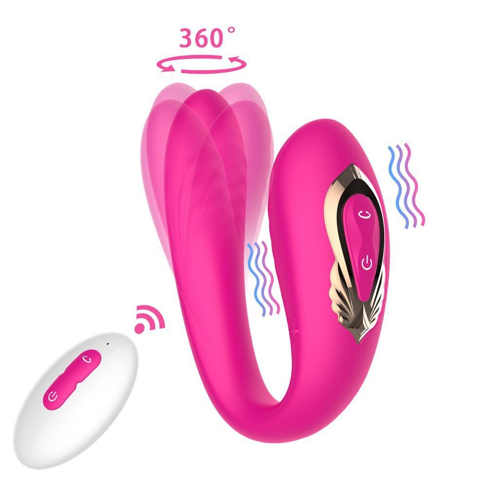 Wireless Remote Control C-Shape Clitoral Vibrator Dual Head Wearable Couples Vibrator for Women