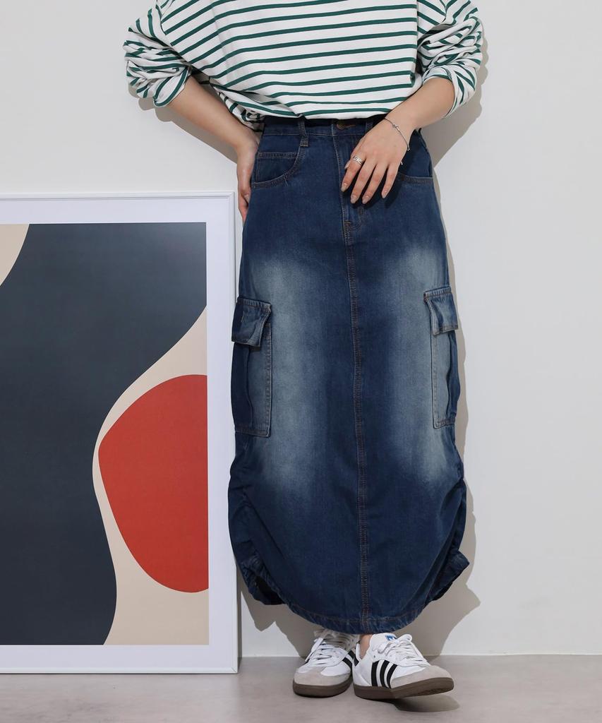 Denim Cargo Skirt [atONE]