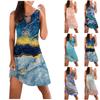 Kleider für Damen, lässig, Sommer, Blumenmuster, Tank-Kleid, ärmellos, ausgehöhlt, lockeres Strand-Kurzkleid