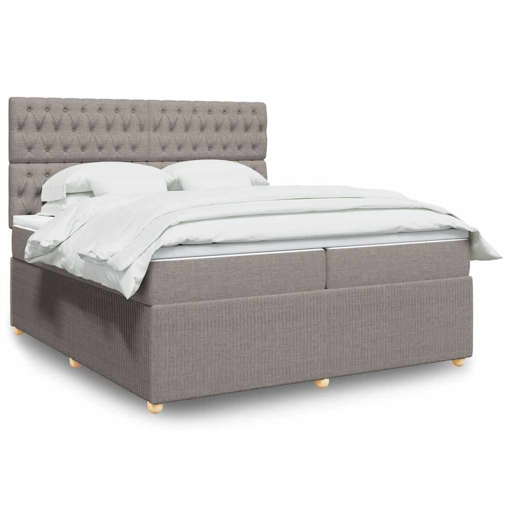 Box Spring Bed with Mattress Taupe 200x200 Cm Fabric