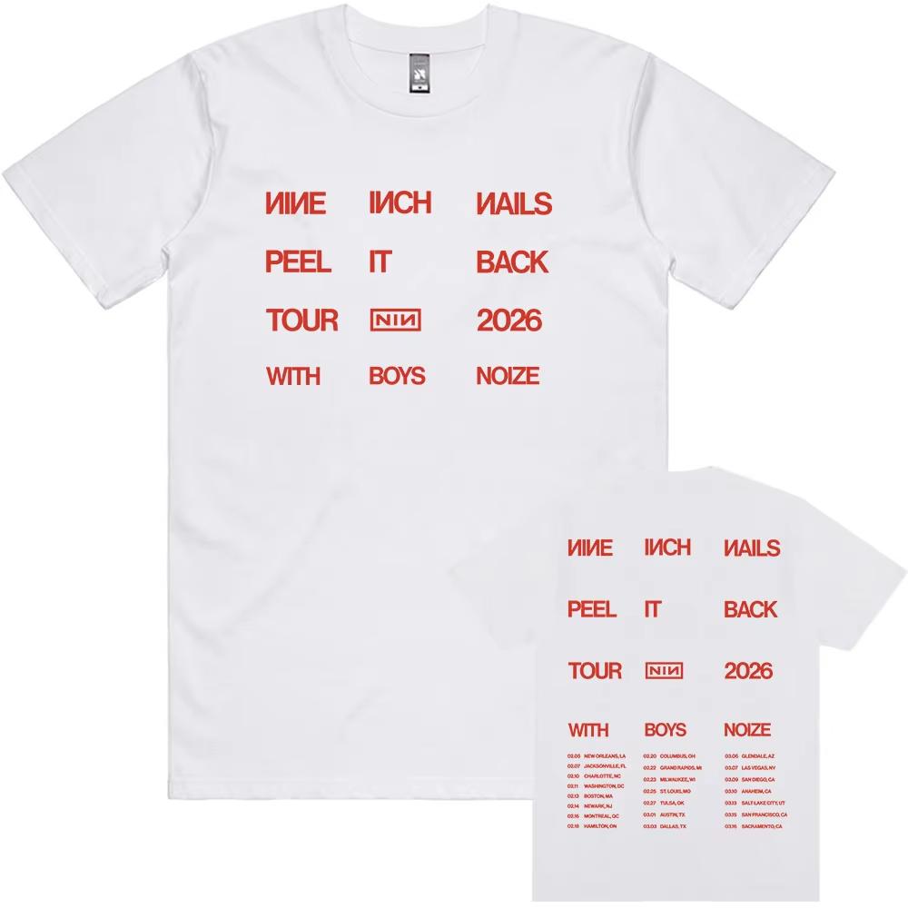 NIN Nine Inch Nails Peel It Back Tour 2026 Tshirt Cotton Loose Short Sleeve Male Tshirts Rock Band Street Style Fashion T Shirt