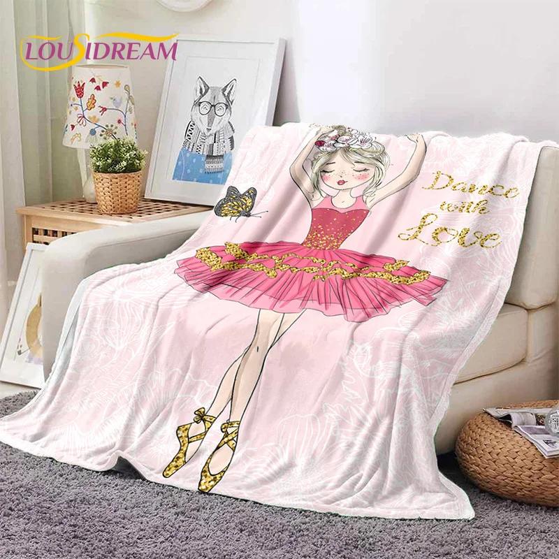 Cute Ballet Girl Ballerina Fairy Cartoon Soft Flannel Blankets,Throw Blanket Comfortable Blanket for Picnic Beds Sofa Bedroom 3D