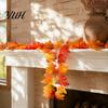 Reusable Artificial Garland 100/175/200CM Maple Leaf Garland, UV Resistant Faux Autumn Leaves Fall Decorative Rattan Rattan, Realistic Hanging