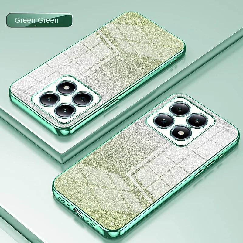 Gradient Color Glitter Soft Silicone Case For Xiaomi Mi 14T Pro 13T 12T 11T 15 Electroplated Frame Shockproof Protective Cover