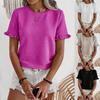 Ladies Summer Ruffles Short Sleeve O Neck Pullover T Shirt Blouse Top