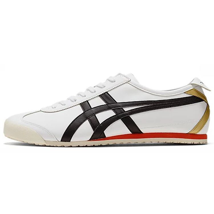 Onitsuka Tiger Unisex Mexico 66 White Black Red Low-Top Leather Sneakers 1183C080-100