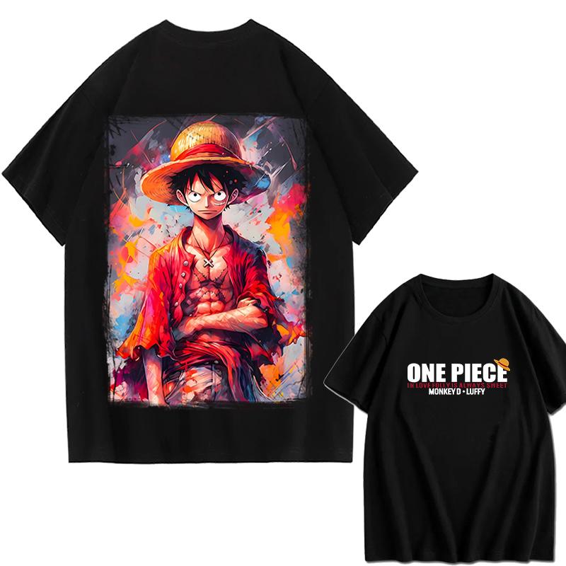 2026 New ONE PIECE Zoro Luffy Gear 5 Printed Shortsleeved Cotton Tshirt Summer Tide Pure Cotton Unisex Clothing