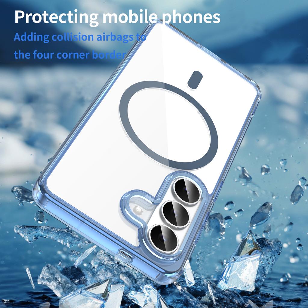 Capa Transparente para Celular Samsung Galaxy S26 Plus, Capa Magnética para Celular Não Amarelante para Samsung Galaxy S26 Plus