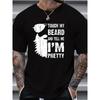 Europäische Größen TOUCH MY BEARD Aufdruck Lässiges T-Shirt, Rundhals Kurzarm Herrenbekleidung Für Männer