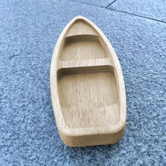Wooden Canoe Model Miniature Rustic Boat Craft 6.69" Small Wood Canoe Sculpture for Home Office Table Centerpiece DIY Projects