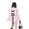 Autumn Sweet Girls O-neck Cozy Tender Streetwear Chic Sweatshirt Women Bow Lace-up Heart Slouchy Designed Loose Casual Tops