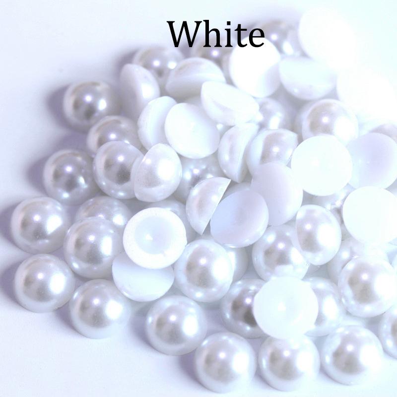 2 3 4 5 6 8 10 12 14 MM Imitation Pearl Round Half Beads For Jewelry Making Women Nail Art DIY Accessories