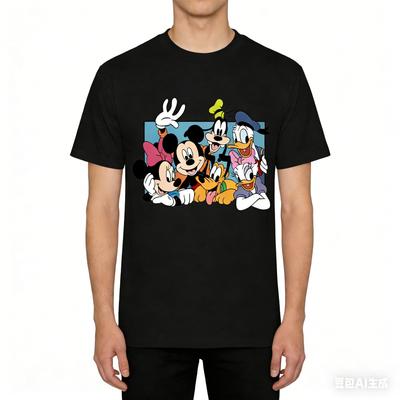 Bestselling Fashionable and Cool Mickey Mouse Story Pattern Tshirt Clothing Loose Adult and Childrens Tshirt with Oneck