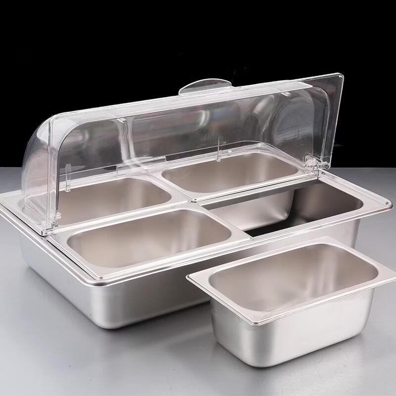 JINGRX 304 Stainless Steel Cold Dish Display & Storage Set