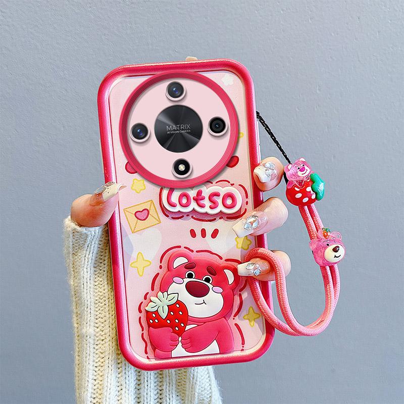 KEYSION Shockproof Case for HONOR X9b 5G with Lanyard Silicone Cute 3D Cartoon Doll Phone Cover for Huawei Honor Magic 6 Lite 5G