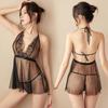 Sexy Lace Nightdress Dot Gauze Perspective Temptation Sexy Underwear Lace Up Backless Pajamas