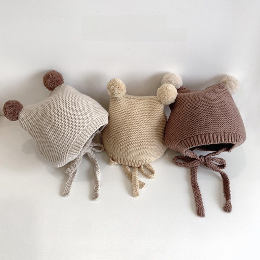 Soft Material Earflap Beanie Pom-pom Design Winter Hat Cute Knit Cap  For Girls