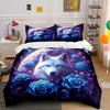 Wolf And Rose Print Duvet Cover Queen King Sports Lover Bedding Set Adult Kids Room Decor 3 Pcs With 2 Pillowcases No Quilt