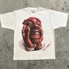 High Street Retro Trend Porträtt Monogramtryck Kortärmad T-shirt för Män Y2k Goth Harajuku Hip Hop Par Casual Lös Skjorta