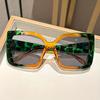 New Large Frame Oversized Square Sunglasses with Gradient Lenses Versatile Color Contrasting & Leopard Print Frames Glasses