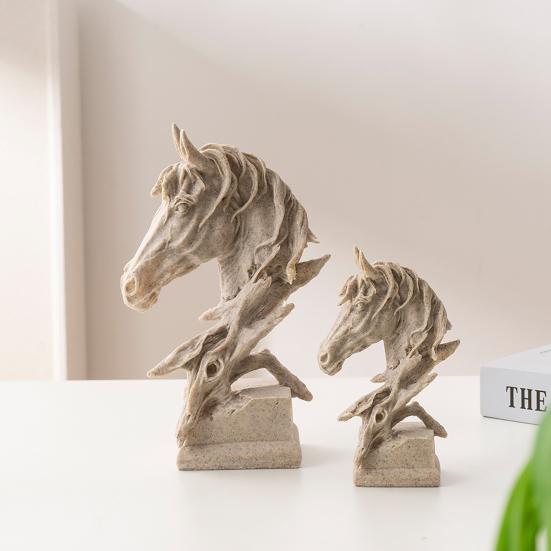 Vintage Style Horse Head Statue Collectible Resin Figurine Rustic Animal Bust Sculpture