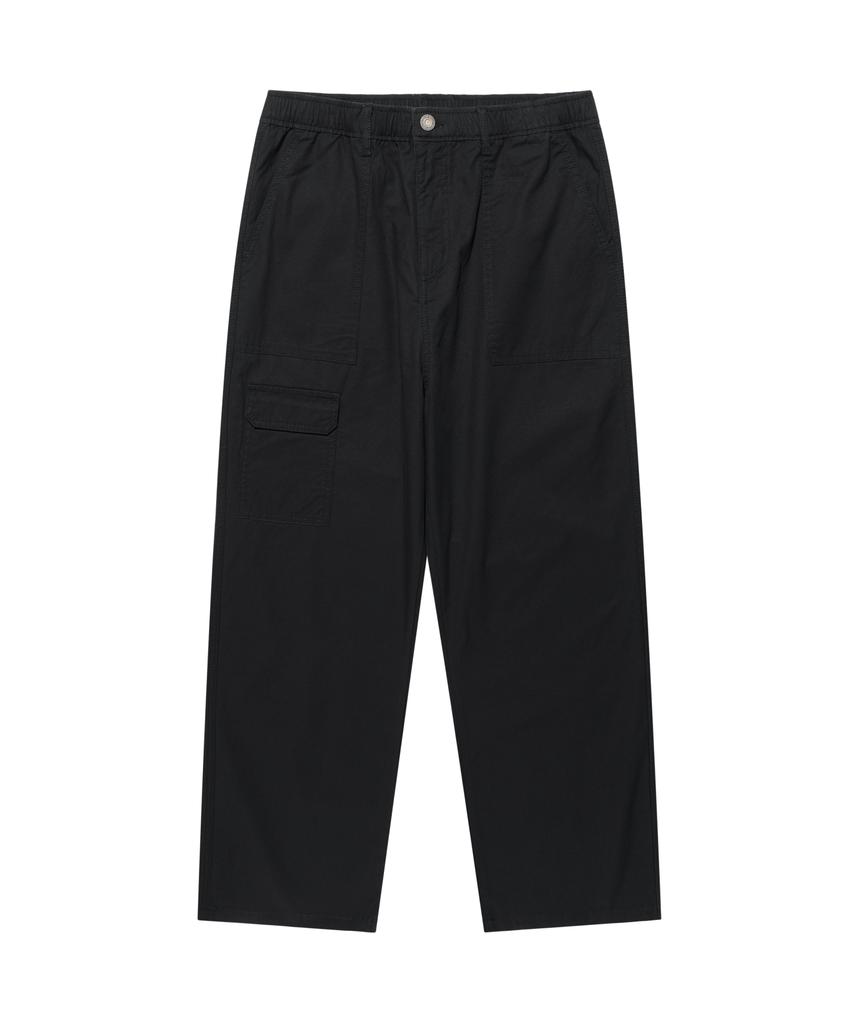 WACKY WILLY Straight Cotton Fatigue Elastic Pants Black