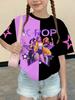 Kpop Cartoon Graphic Girls T-Shirt Casual Round-Neck T-Shirt Suitable for Girls Kids Gift Short Sleeve Tops Children's Clothing