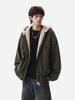 Zuoshan Diao Men's Hooded Cotton Jacket: Winter Velvet, Thick, Loose Fit, Youthful Trendy American Workwear Style.