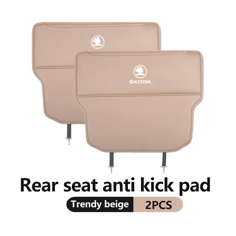 AAFO1 Car Logo Seat Backrest Storage Bag Anti-kick Pad Protection Mat Interior Accessories For Skoda Kamiq MK3 Roomster Rapid Kodiaq