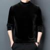 Men's Golden Velvet Hoodie: Winter Warm Long-Sleeve Casual Pullover with Half-high Collar