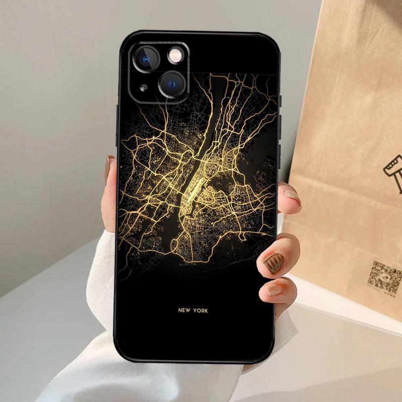 Paris London Amsterdam City Maps Case For iPhone 18 16 15 14 13 12 11 Pro Max XS XR X Plus 12 13 Mini Bumper Back Cover