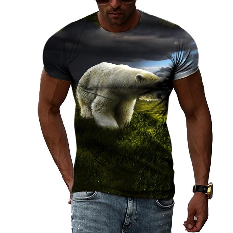 Καλοκαιρινό αυθεντικό γραφικό μπλουζάκι Animal Bear Ανδρικά περιστασιακά Ενδιαφέρουσα προσωπικότητα 3D Print Μπλουζάκι με κοντό μανίκι με λαιμόκοψη Streetwear