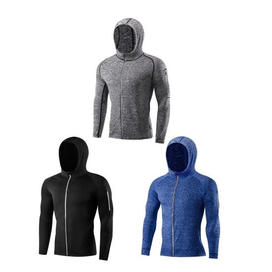 Hanorac pentru bărbați cu fermoar complet, hanorac cu uscare rapidă cu fermoar cu bandă reflectorizantă, jachetă sport hanorac pentru alergare, fitness, golf