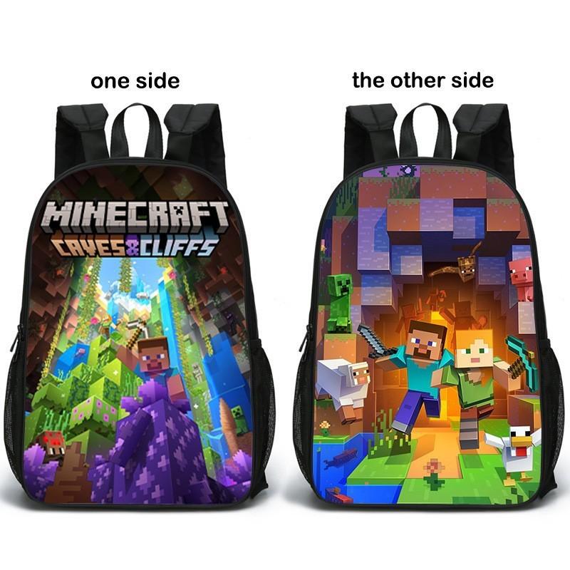 Minecraft Doppelseitiger Rucksack für Kinder Leicht und Atmungsaktiv Schultasche