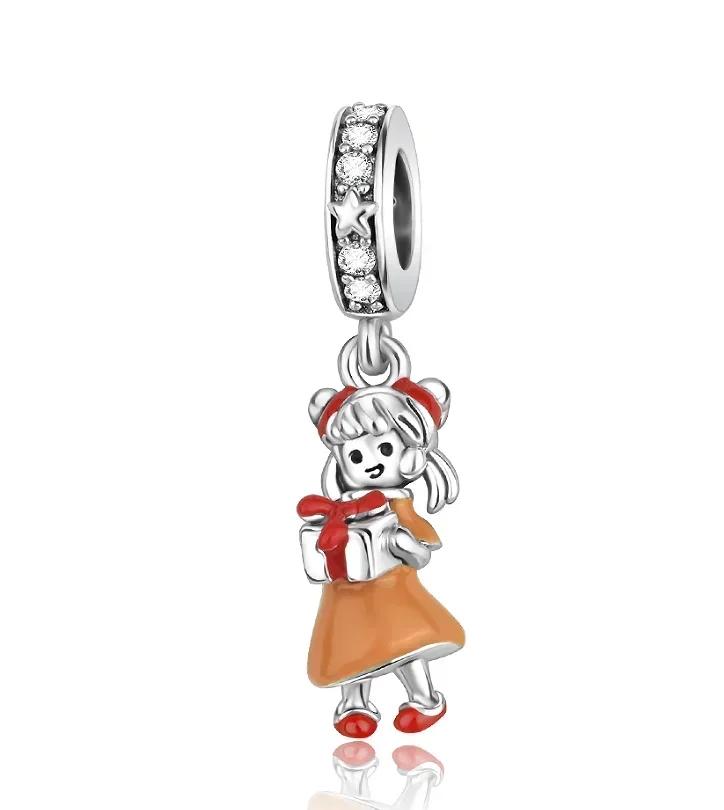 Christmas copper Charm Bead Charms Santa Claus Reindeer Christmas Tree Snowman Elk Bead Compatible With Authentic Bracelets Necklaces Jewellery