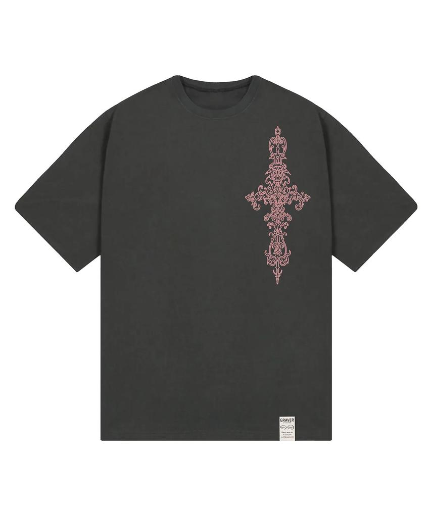 GRAVER [Unisex]Sim Cross Short Sleeve T-Shirt_Charcoal