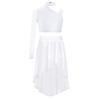 Girls Dance Set Sparkly Rhinestones Tops Unique Irregular Shoulder Crop Top High Low Chiffon Skirt