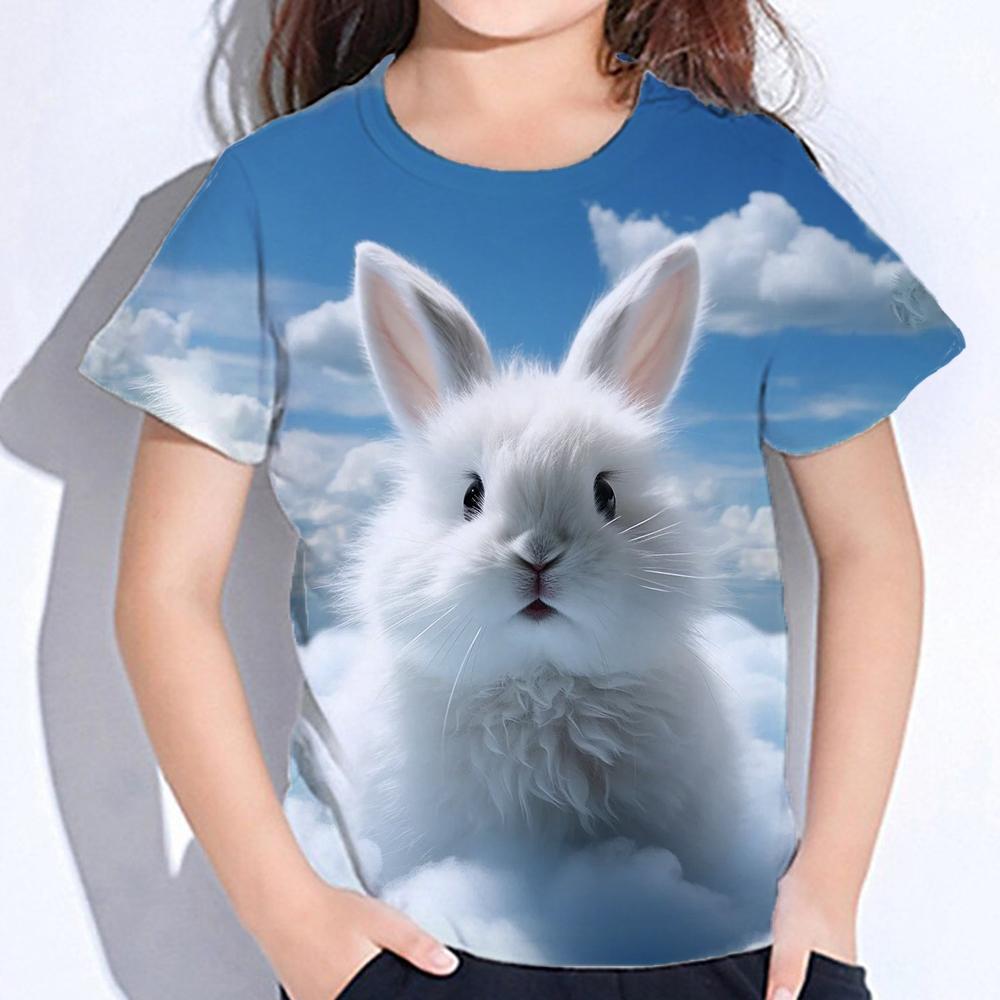 Haine fete Tricouri fete Mânecă scurtă Animale drăguțe Imprimeu Haine de vară copii Casual Kawaii Gât rotund Topuri Îmbrăcăminte copii