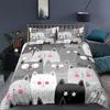 Cat Playful Feline Characters Comfortable Duvet Quilt Cover Pillowcase Bedding Set Children Bedroom Decoration Home Textile
