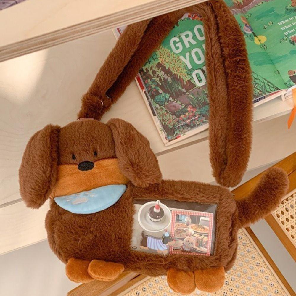Women Y2K Dachshund Dog Shoulder Bag Brown Puppy Crossbody Bag Japanese Style Large Capacity Cartoon Ita Bag Women