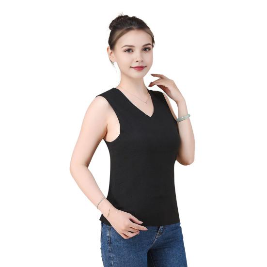 Winter Women Thermal Vest Seamless Double-sided Plush Fast Temperature Lock Round Neck Slim Fit Elastic Sleeveless Inner Wear Bottoming Tank Top